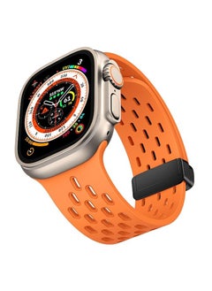 ten.tech TenTech Breathable Silicone Sports Watch Band with Magnetic Clasp for Apple Watch Ultra/Ultra 2, Size 49mm 45mm 44mm 42, Soft Band for iWatch Series 9/8/7/6/5/4/3/2 /1/SE – orange  - Image 3