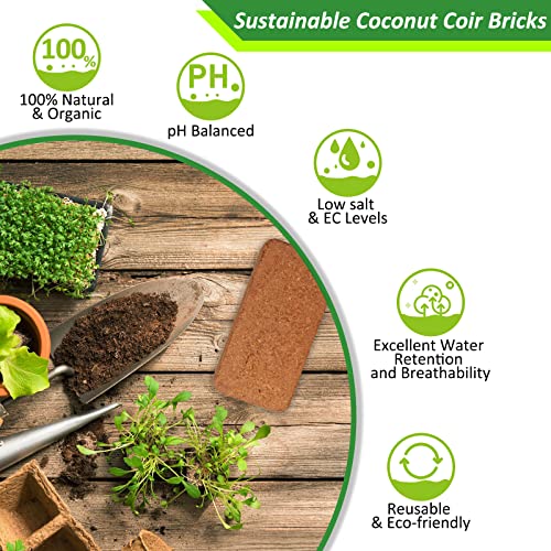 Riare 6pcs Organic Coco Coir Bricks Soil Blocks- 100% Natural Compressed Coco Peat Brick Coconut Fiber Substrate with Low EC& pH Balance, High Expansion Coco Coir Pith Coconut Husk for Garden - Image 4