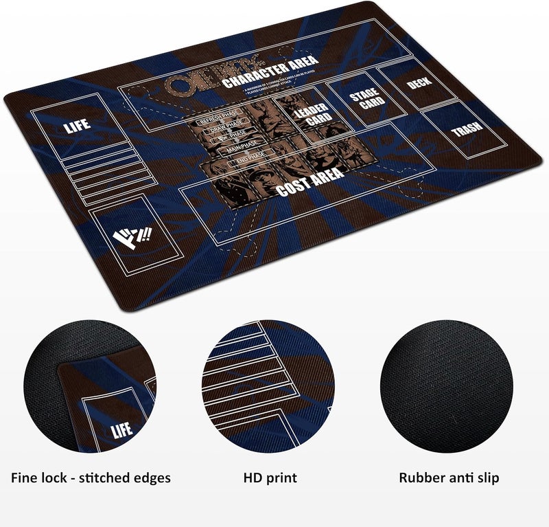 Extalas Playmat for One Piece Card Game (24x14 Inches): with Non-Slip Rubber, Zones Design, a Professional Storage Bag Included, Plus a Limited-Time Gift of a Set of 20 Damage Counters (Black1) - Image 3
