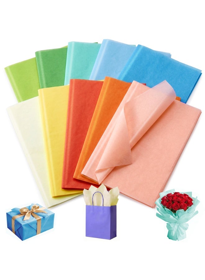 Kidepoch Tissue Paper for Gift Bags, 100 Sheets 14” x 20” Bulk Gift Wrapping Tissue Paper, 10 Assorted Colors, Easy to Use for Gifts Packaging, DIY Crafts Party Holidays Decorations - Image 1
