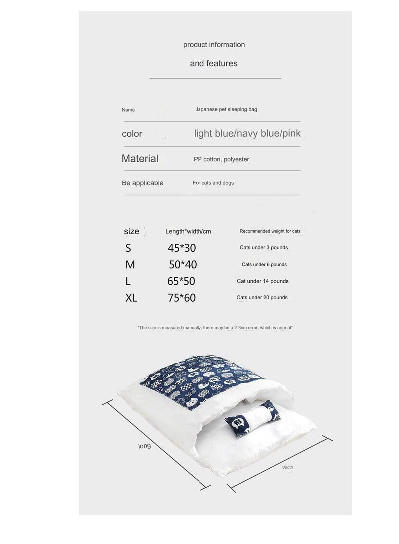 A.M Japanese Style Cat Sleeping Bag, Fluffy Warm Cat Bed, Removable Cat Mat, Washable Pet Litter, Cat Cave, Small Pet Bed for Cats, Dogs - Image 4