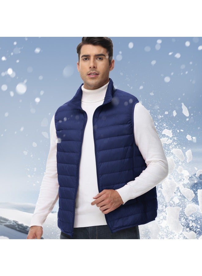 Autumn/winter Men's Down Vest Fashionable And Warm 80% White Duck Down Stand Collar Jacket Lightweight Down Coat