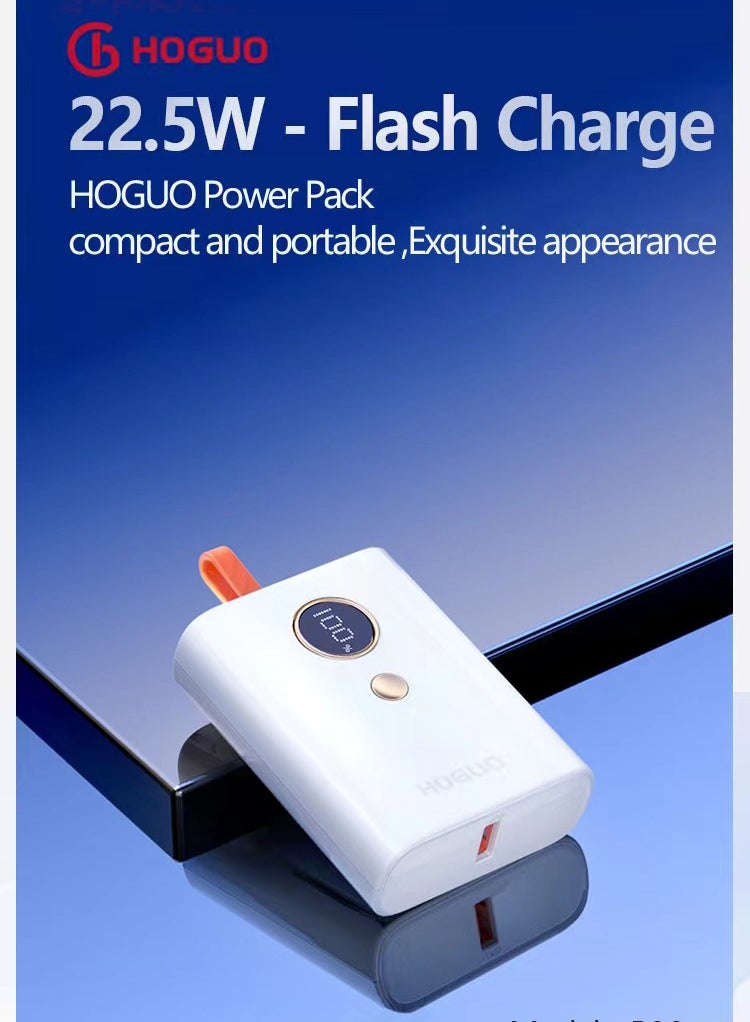 HOGUO بنك الطاقة بقوة 10000 مللي أمبير PD للشحن السريع مخرج USB 5 فولت/4.5 أمبير 4.5 فولت/5 أمبير 9 فولت/2 أمبير 12 فولت/1.5 أمبير 22.5 واط أبيض - Image 2