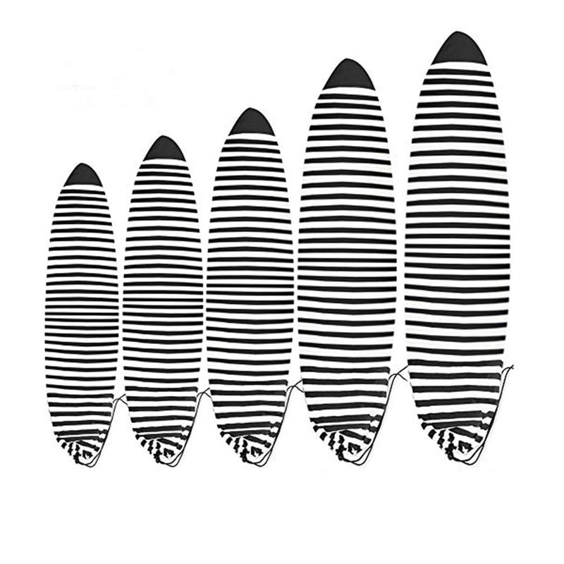 UCEDER Surfboard Sock Cover,Lightweight Stretch Board Bag for Sun Protection,Foldable Surfboard Sock Sleeve Perfect for Travel and Transportation(Black and White, 6'10") - Image 1