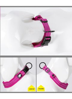 Creation Core Creation Core Reflective Dog Collar with Ring Breathable Mesh Soft Padded Adjustable Nylon Pet Collar 0.8" Wide, Pink M  - Image 3