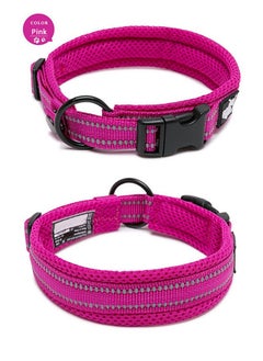 Creation Core Creation Core Reflective Dog Collar with Ring Breathable Mesh Soft Padded Adjustable Nylon Pet Collar 0.8" Wide, Pink M  - Image 2