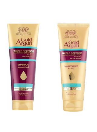 Eva Hair Clinic Gold Argan Hair Shampoo  230 Ml + Eva Hair Clinic Gold Argan Hair Conditioner 230 ml - pzsku/Z9B0B92890B8473197B0BZ/45/1742155491/af3a3616-1183-4dc0-81b5-b6bb86598713