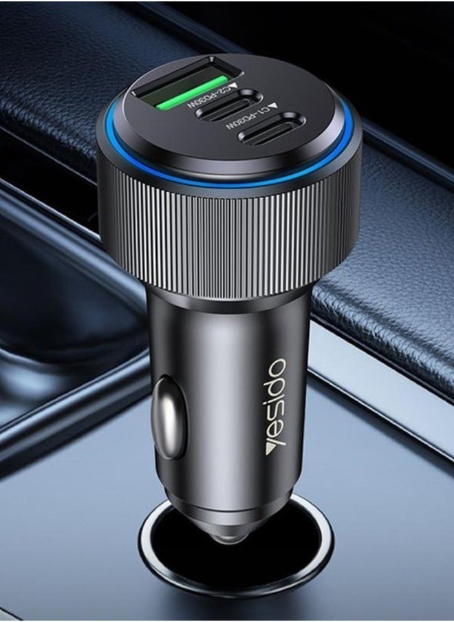 Yesido Y60 Super Fast Charging iPhone or USB-C Dual Car Charger with 1 meter cable USD to iphone  - Image 1