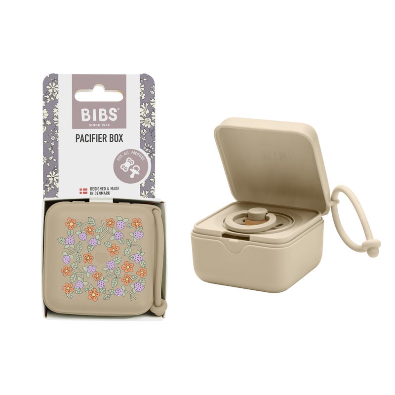 BIBS علبة مصاصة بيبس ليبرتي مع حزام. حامل مصاصة وحافظة تعقيم. مادة غذائية خالية من BPA بنسبة 100% - فراولة وكريمة فانيليا - Image 1