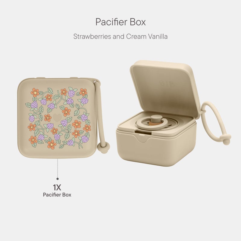 BIBS علبة مصاصة بيبس ليبرتي مع حزام. حامل مصاصة وحافظة تعقيم. مادة غذائية خالية من BPA بنسبة 100% - فراولة وكريمة فانيليا - Image 2