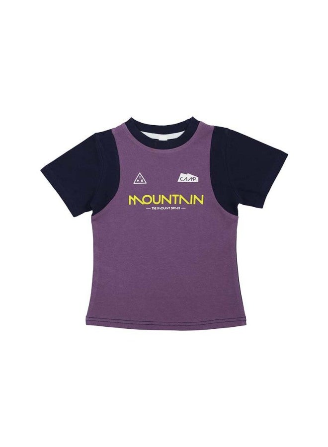 Children's Short-sleeve T-shirt, Summer Style, Outdoor Sports, Girls' Slim-fit Top, Baby Color-blocking Breathable Clothing