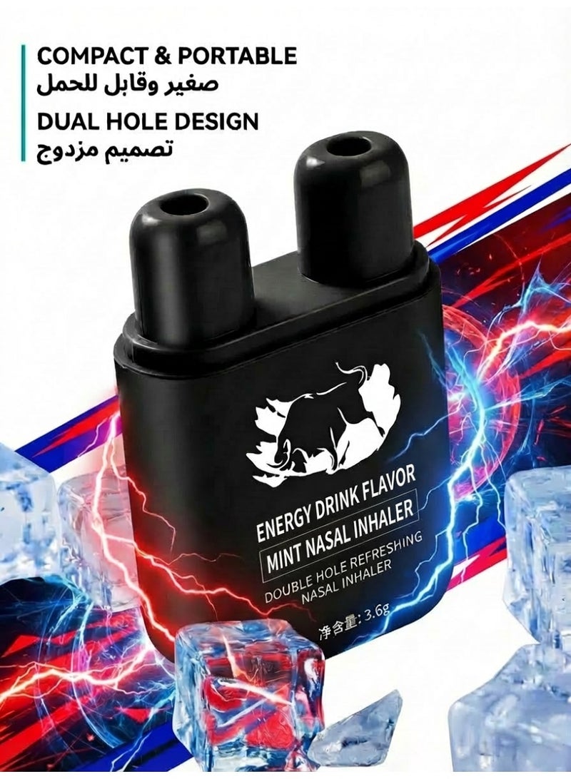 عصي استنشاق بنكهة مشروبات الطاقة 2 قطعة - تصميم ثنائي الفوهات، خالي من الإضافات | قابل لإعادة الاستخدام ومحمول | يعزز اليقظة والانتعاش اليومي | مناسب للقيادة، العمل لفترات متأخرة والدراسة - متوفر في السعودية - Image 2