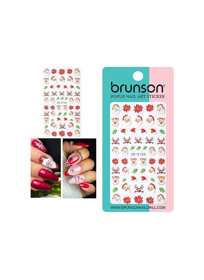 brunson Snowflake Decals 5D Stereoscopic Embossed Snowman Nail Art Stickers 5D-K104 