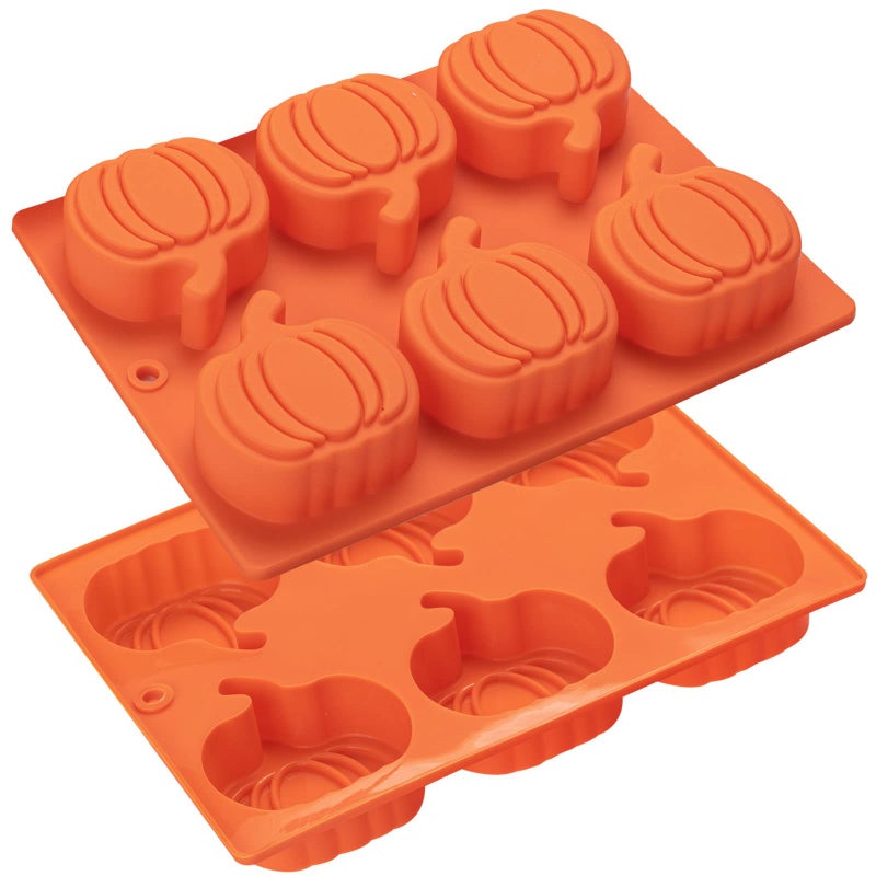 Silicone Pumpkin Molds 2 Pack PumpkinShaped Cake Molds Thanksgiving Oreo Molds Muffin Cupcake Pan Hot Chocolate Bomb Mold for Halloween Thanksgiving Fall Baking and Wax Melts Soap Making