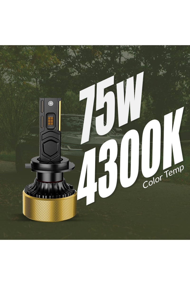 Toby's Toby’s 2 Pieces EC-75 H1 Ultra-Bright 15000LM LED Headlights– 150W/Pair, IP65 Waterproof, Dual Copper Tube Cooling & Intelligent Can-Bus for Extreme Night Driving - Image 4