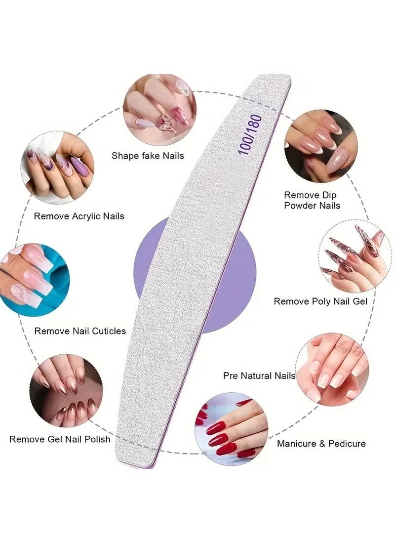 6pcs Nail File Set, Professional Washable Double-Sided Nail File 100/180 Grit, for Manicure with Smooth Edges - Image 3
