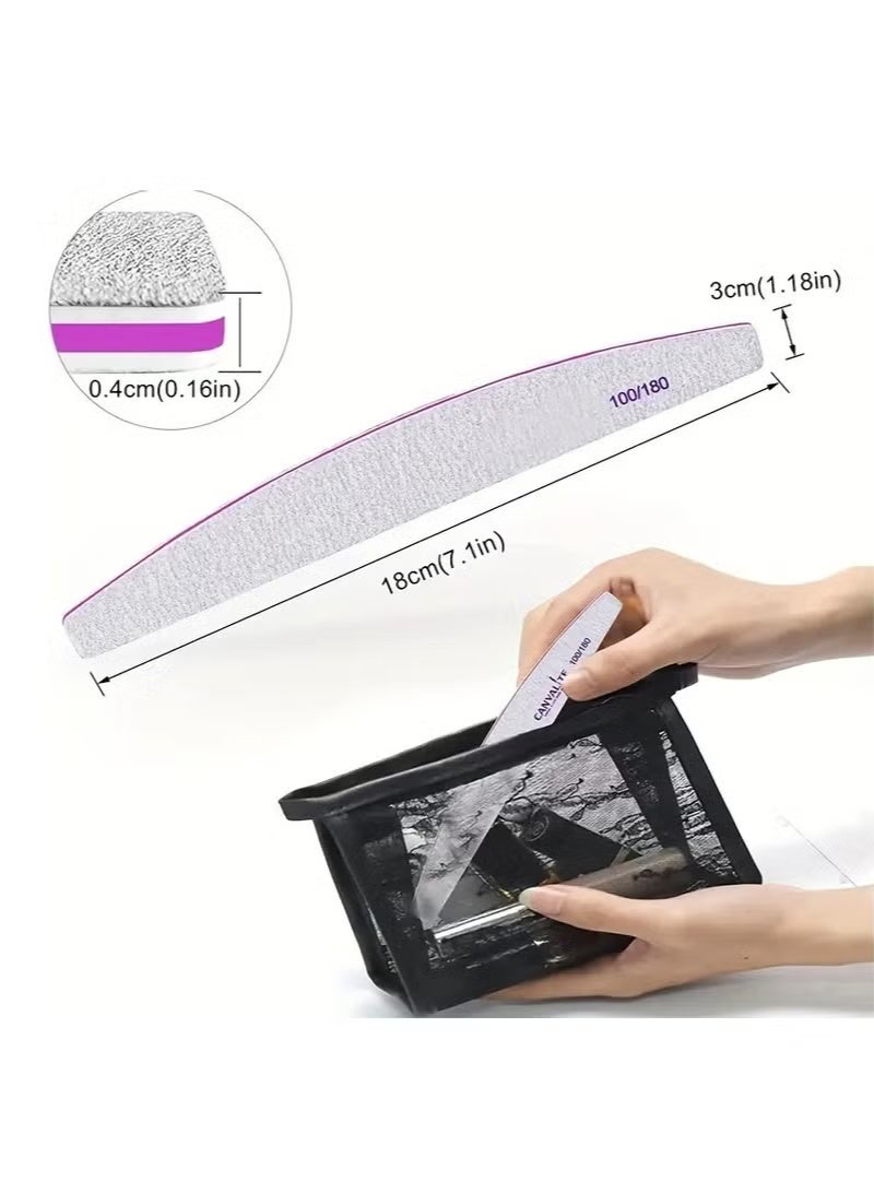 6pcs Nail File Set, Professional Washable Double-Sided Nail File 100/180 Grit, for Manicure with Smooth Edges - Image 4