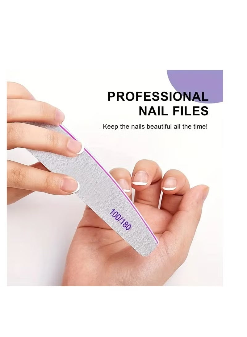 6pcs Nail File Set, Professional Washable Double-Sided Nail File 100/180 Grit, for Manicure with Smooth Edges - Image 5