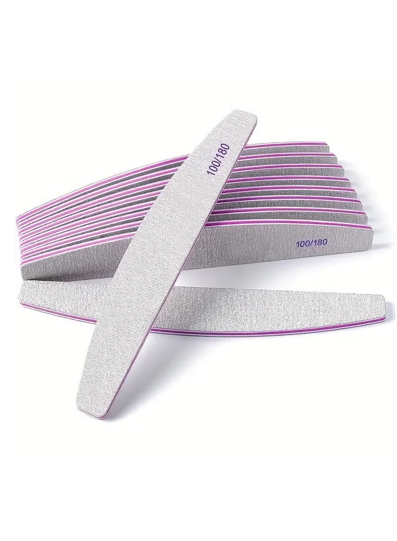 6pcs Nail File Set, Professional Washable Double-Sided Nail File 100/180 Grit, for Manicure with Smooth Edges - Image 1