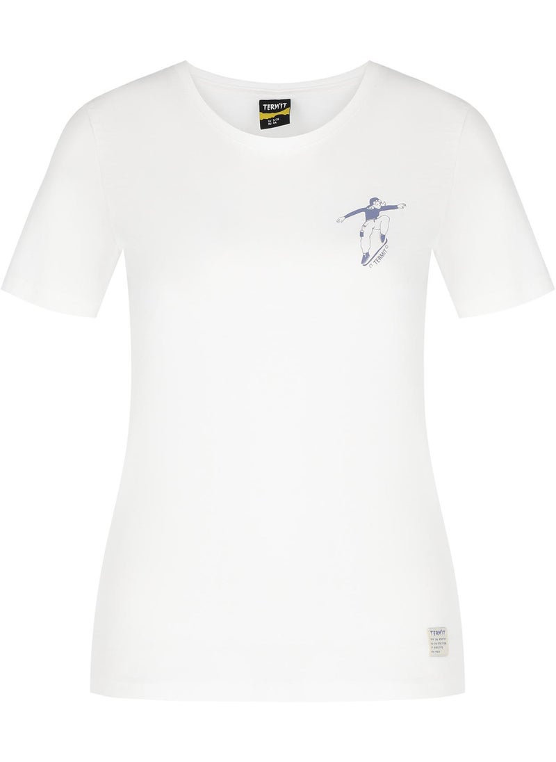 Termit - Termit Graphic White T-Shirt for Women – Slim Fit, Soft Cotton, Breathable Fabric, Stylish Streetwear, Comfortable & Versatile for Everyday Wear - Image 1