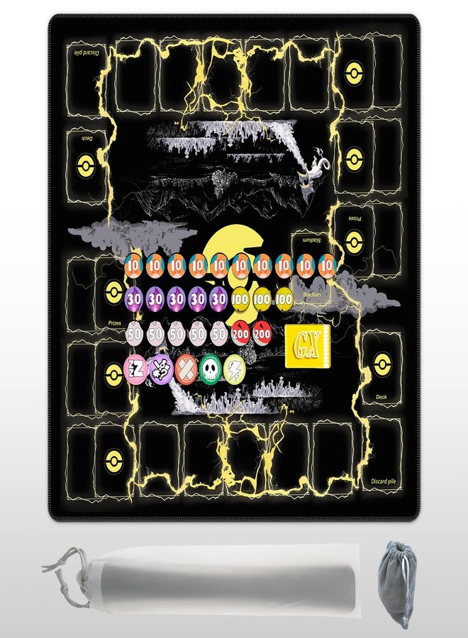 Extalas Playmat for Trading Card Game - 2-Player Trainer Mat with 31 Damage Counters and Professional Storage Bag - Image 1