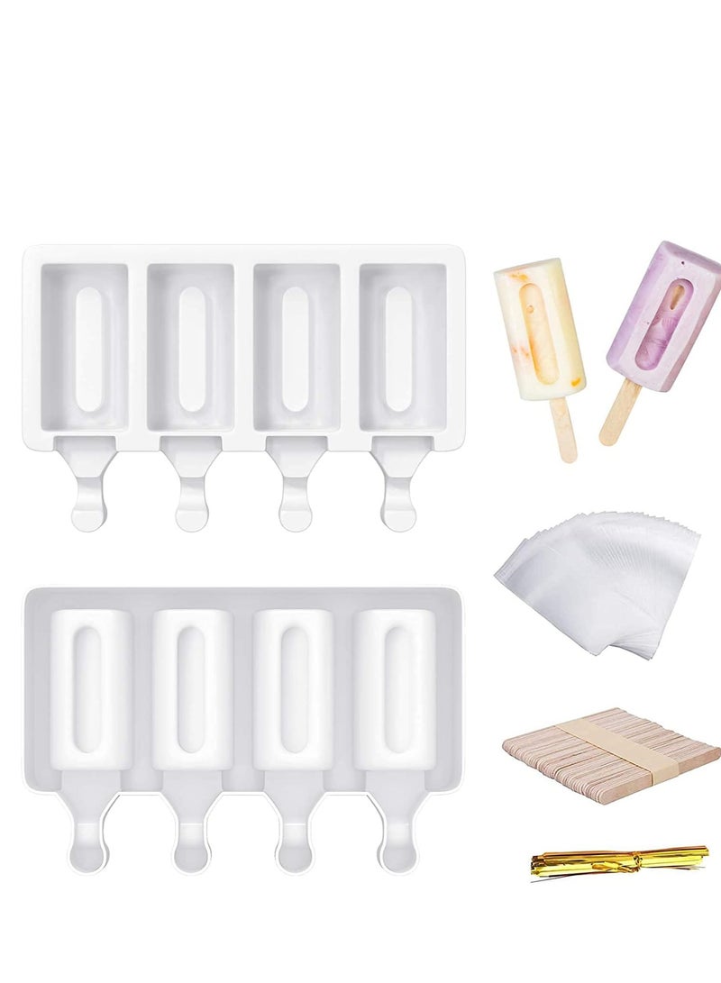 SYOSI 2 Pack Popsicle Molds Homemade Ice Silicone  for Kids Easy Release Cake Mold with 50 Wooden Sticks, 100 Bags Sealing Lines Silicone  - Image 1