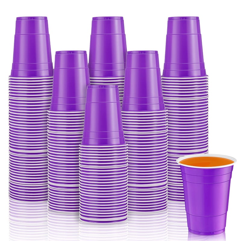 Lounsweer 100 Pack 16 Ounce Graduation Plastic Party Cups Disposable Heavy Duty Drinking Water Cups for Wedding New Year Baby Shower Festival Picnics Barbecues SuppliesPurple