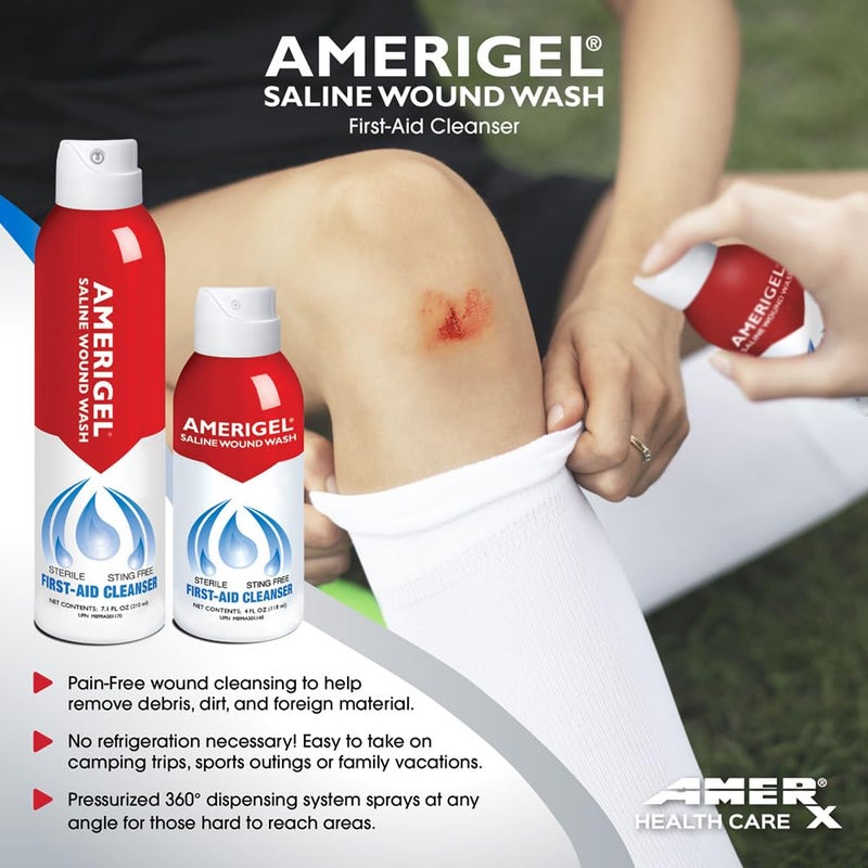 AMERIGEL Saline Wound Wash First Aid Cleansing Solution Advanced Skin and Wound Care 71 Oz - Image 2