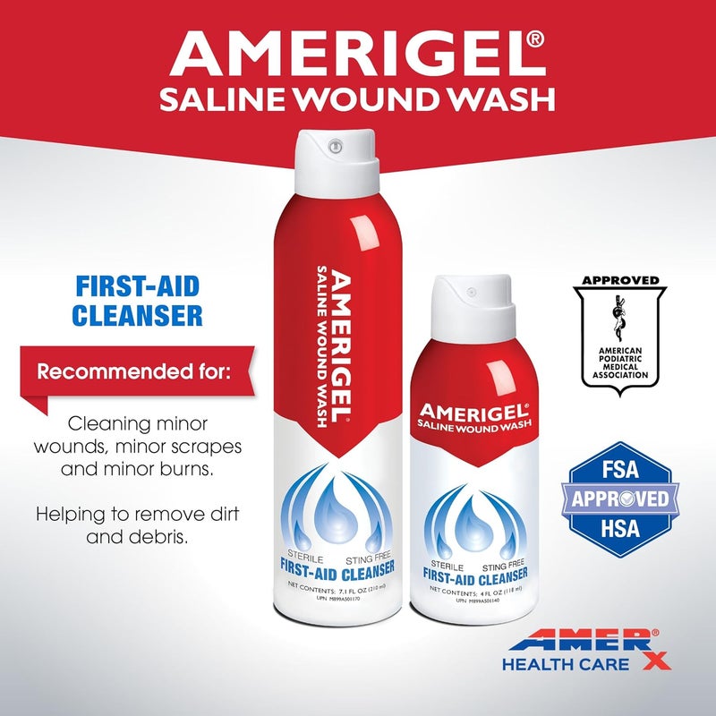 AMERIGEL Saline Wound Wash First Aid Cleansing Solution Advanced Skin and Wound Care 71 Oz - Image 3