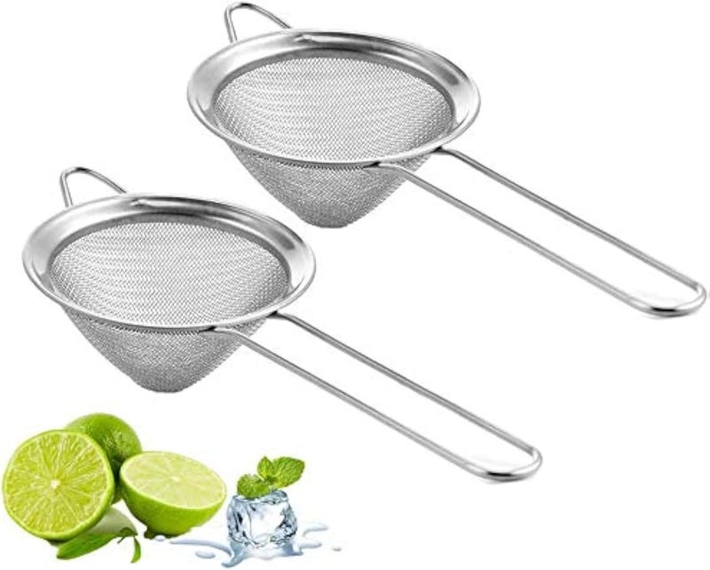 LINALL Fine Mesh Strainer For Bar -Stainless Steel Conical Strainer For Cocktail Drink Bar Strainers Bartender Bar Tool, 3.5" Inch (2 pcs) - Image 1