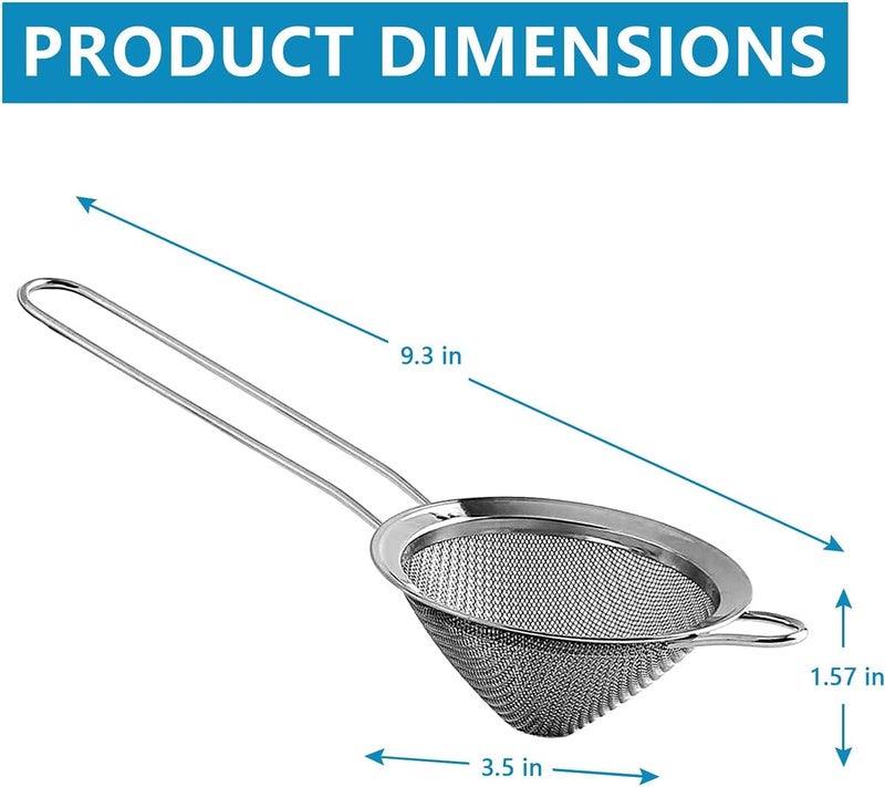 LINALL Fine Mesh Strainer For Bar -Stainless Steel Conical Strainer For Cocktail Drink Bar Strainers Bartender Bar Tool, 3.5" Inch (2 pcs) - Image 2