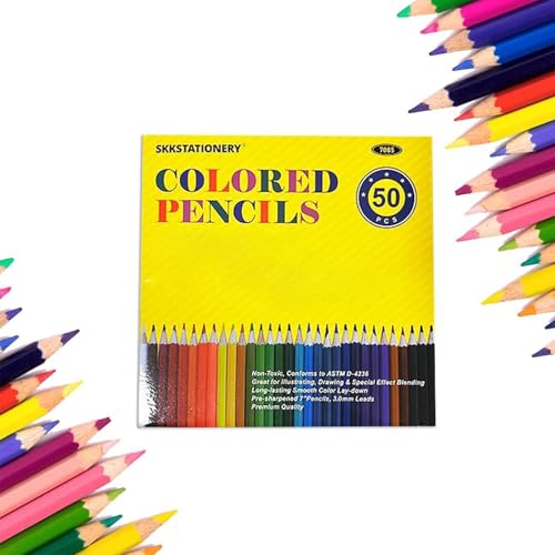 SKKSTATIONERY 50 قطعة أقلام ملونة، 50 لون نابض بالحياة، أقلام رسم للرسم، الفنون، كتب التلوين، هدايا العودة إلى المدرسة، عيد الميلاد، عيد الهالوين - Image 1
