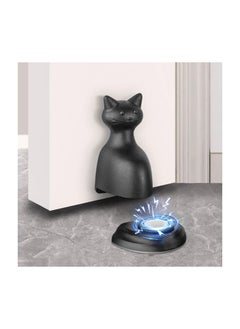 Y&D Magnetic Door Stopper Catch Wall Protector, Black Cat Shape Stop for Bottom of Door, No Punching Anti-Collision with 3M Tape Bedroom, Balcony, Kitchen, Entry, 2Pcs  - Image 1