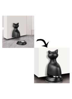 Y&D Magnetic Door Stopper Catch Wall Protector, Black Cat Shape Stop for Bottom of Door, No Punching Anti-Collision with 3M Tape Bedroom, Balcony, Kitchen, Entry, 2Pcs  - Image 2