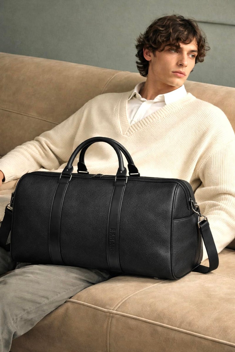 Rahala Duffle Bag for Travel Leather, Water-Resistant Men and Women's Travel Bag 8255- Brown - Image 5