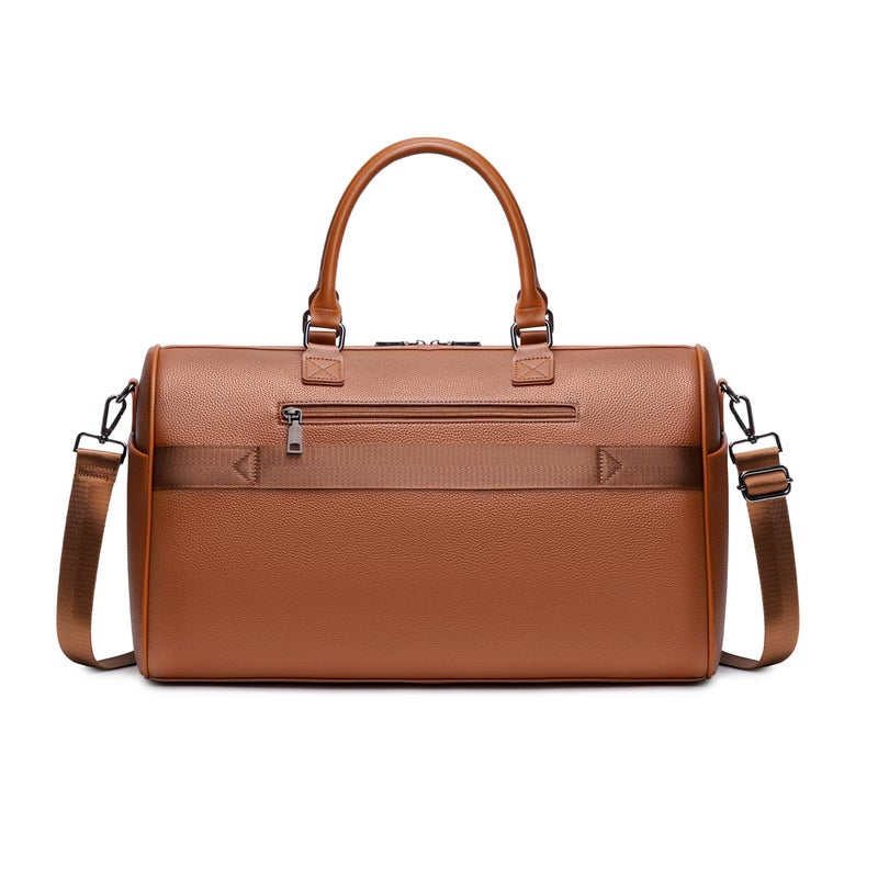 Rahala Duffle Bag for Travel Leather, Water-Resistant Men and Women's Travel Bag 8255- Brown - Image 2