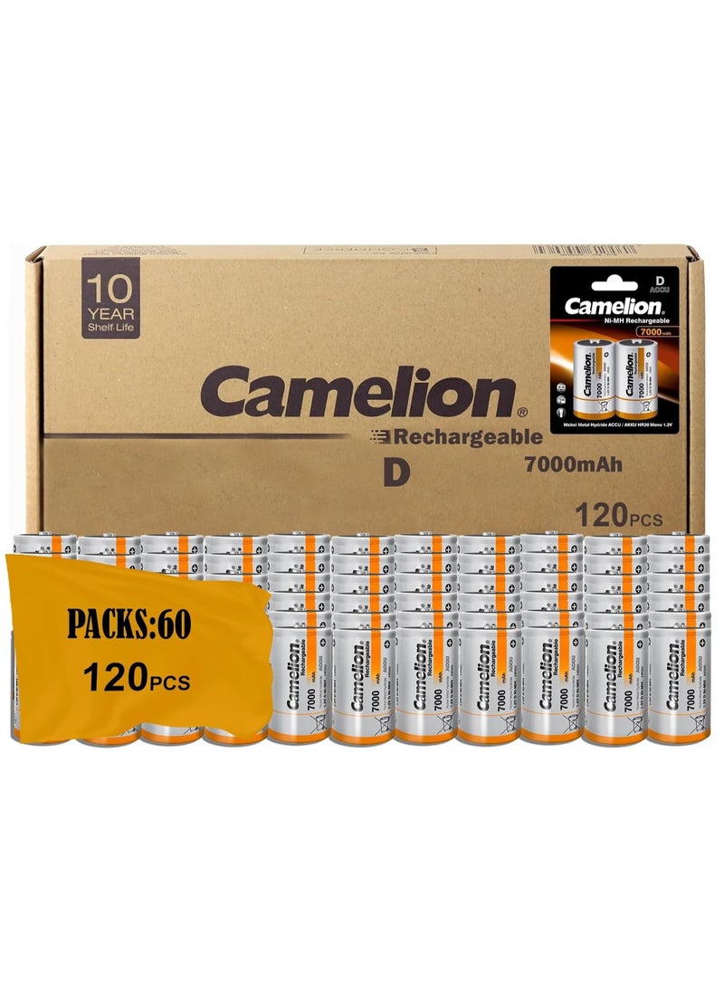 Camelion - Camelion 17070220 Akku (NiMH, Mono, R20 (D), 7000 mAh, 2er) 60 Packs - Image 1