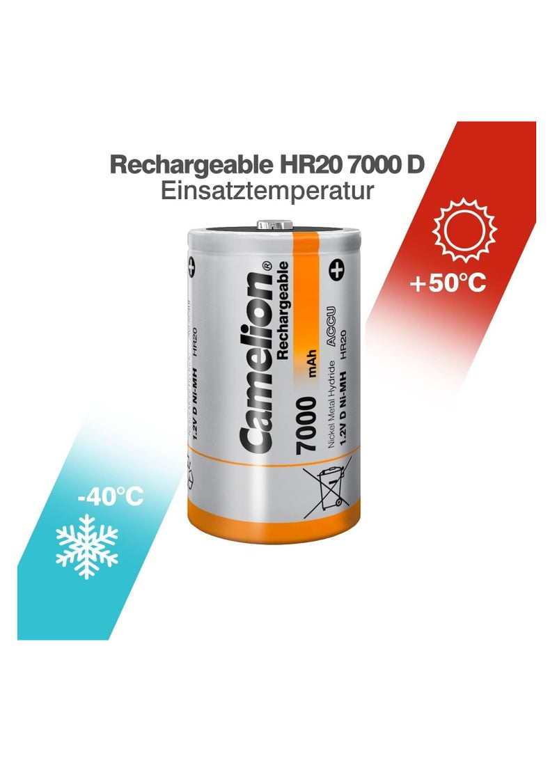 Camelion - Camelion 17070220 Akku (NiMH, Mono, R20 (D), 7000 mAh, 2er) 60 Packs - Image 1