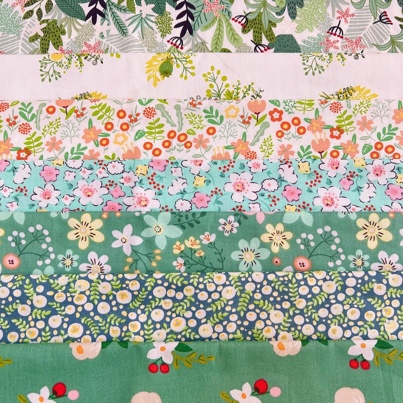 Antetek 7Pcs 20" x 20" Cotton Fabric DIY Making Supplies Quilting Patchwork Fabric Fat Quarter Bundles DIY for Quilting Cotton Patchwork Cushions (Flower Green, 20" x 20") - Image 1