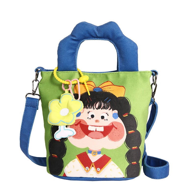 Women'S Canvas Bag, Niche Design, Graffiti Bucket Bag, Fashionable Handbag, Versatile Shoulder Bag, Trendy New Style - Image 1
