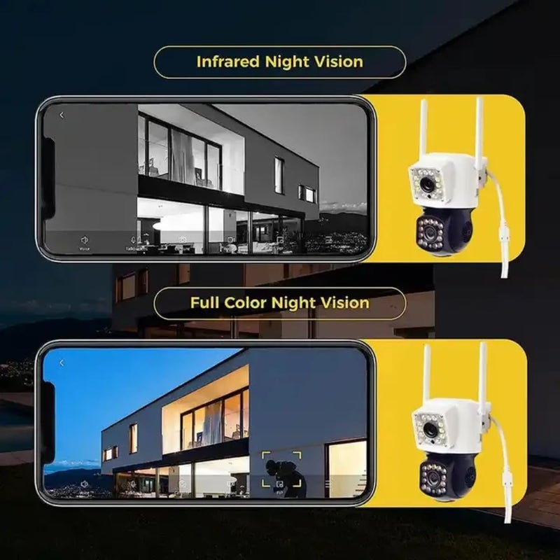 ZAMZIN WiFi Outdoor Security Camera, Dual Lens HD with Auto Tracking, Color Night Vision, Motion Detection, 2-Way Audio, Waterproof & Weatherproof CCTV Dome Camera for Home Surveillance - Image 4