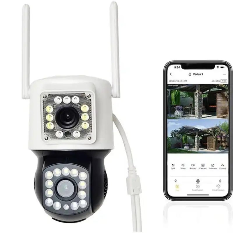 ZAMZIN WiFi Outdoor Security Camera, Dual Lens HD with Auto Tracking, Color Night Vision, Motion Detection, 2-Way Audio, Waterproof & Weatherproof CCTV Dome Camera for Home Surveillance - Image 2