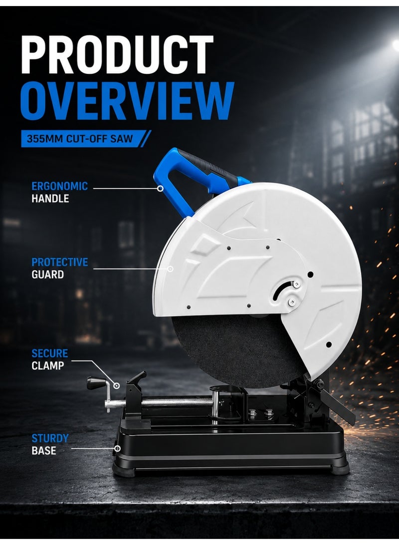 ALongDeng 355mm 12-Inch Metal Cut-Off Saw, High-Speed Table-Style Chop Saw for Steel, Iron and Aluminum - Image 2