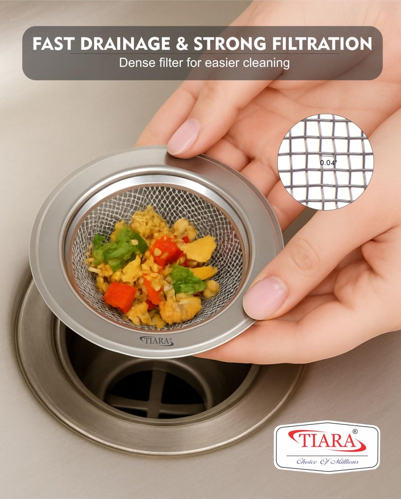 TIARA - SINKO 11cm (Set 2Pc) Sink Strainer Steel, Sink Jali, Sink Drainer, Sink Strainer Basket, Sink Drainer Basket, Sink Strainer, Sink Drain Basket, Kitchen Sink Accessories Items (Size-3) - Image 3
