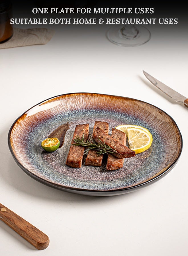 Clink Premium Ceramic Plate, Flame Glaze Round Dinner Plate, High Quality 8.5 inch Porcelain Dinner Plate, Perfect for Steak, Pasta, Salad, Main Courses, Plate for Home & Restaurants - Image 2