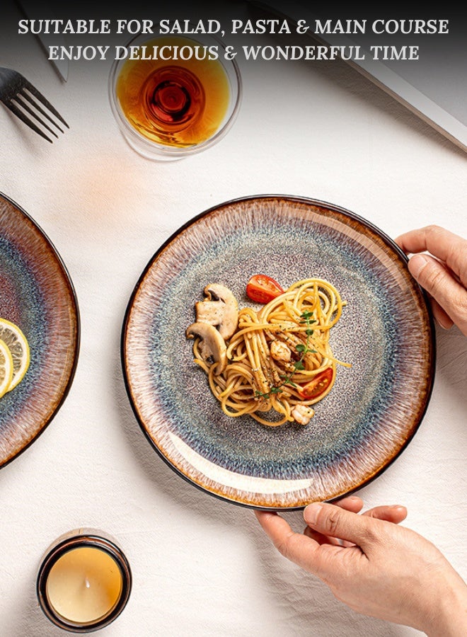 Clink Premium Ceramic Plate, Flame Glaze Round Dinner Plate, High Quality 8.5 inch Porcelain Dinner Plate, Perfect for Steak, Pasta, Salad, Main Courses, Plate for Home & Restaurants - Image 3
