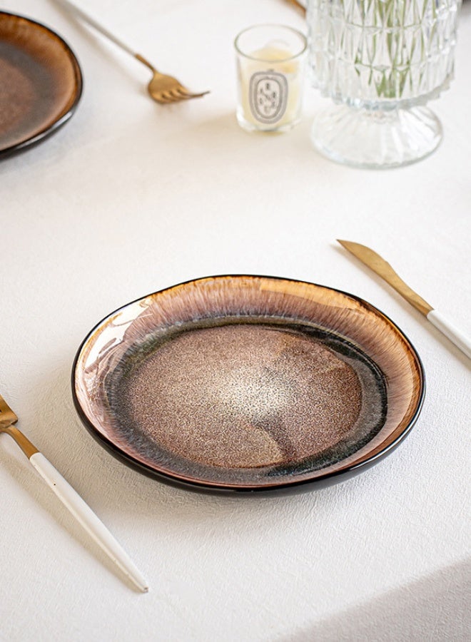 Clink Premium Ceramic Plate, Flame Glaze Round Dinner Plate, High Quality 8.5 inch Porcelain Dinner Plate, Perfect for Steak, Pasta, Salad, Main Courses, Plate for Home & Restaurants - Image 5
