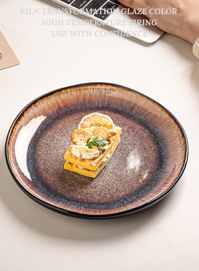 Clink Premium Ceramic Plate, Flame Glaze Round Dinner Plate, High Quality 8.5 inch Porcelain Dinner Plate, Perfect for Steak, Pasta, Salad, Main Courses, Plate for Home & Restaurants - Image 4