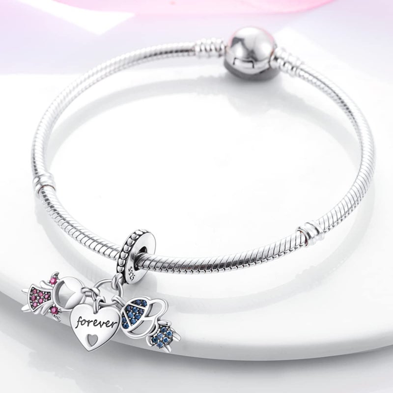 Parmuz 925 Sterling Silver Charm for Bracelet Necklace Dangle Love Mom Ocean travel Butterfly Party Charm Beads Pendants DIY Jewelry for Women - Image 3