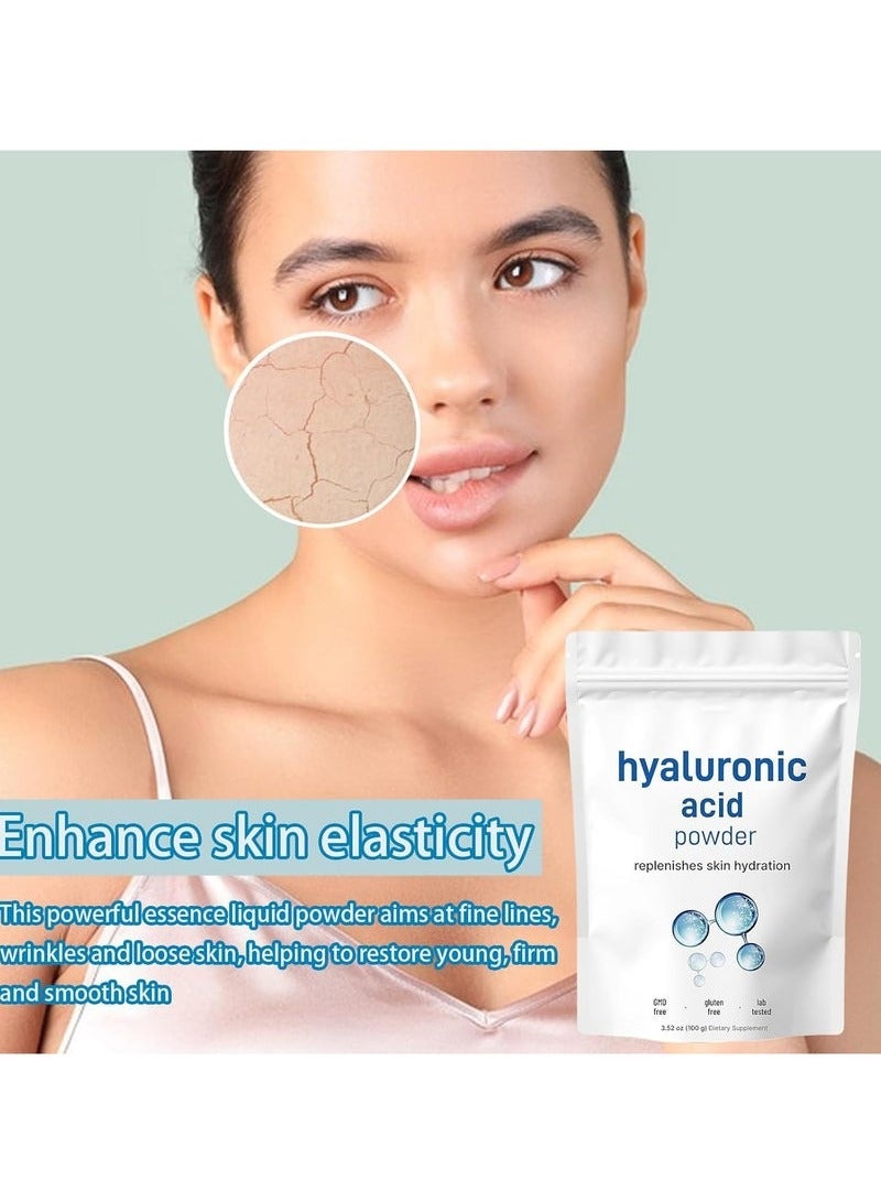 ATRJSZ Hyaluronic Acid Powder, Natural Hydrating Deep Hydration Face Powder 100g, Skin Hydration and Moisture Support Supplements, Water Soluble Facial Moisturizer for Smooths All Skin Types - Image 5